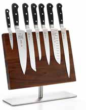 Product image #2 for Mercer Culinary Magnetic Knife Holder Board on Stand, Leaf Acacia Wood, Stainless Steel Base
