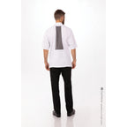 Thumbnail image #2 for Chef Works Valais VSSS-WGC-3XL Single-Breasted Short-Sleeve Chef Coat, Poly/Cotton, White with Gray Contrast, 3XL