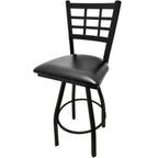 Thumbnail image #1 for Oak Street SL2163S Armless Swivel Bar Stool with Window Pane Metal Back, Single Foot Ring, Black Frame