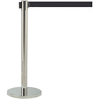 Thumbnail image #1 for AARCO Products Form-A-Line HC-7BK Portable Crowd Control Belt Barrier, 40 in, 7-ft Retractable Black Belt, Polished Chrome Post
