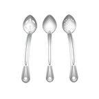 Thumbnail image #1 for Browne USA Foodservice Renaissance 4767 13" Stainless Steel Slotted Basting Spoon with Curved Handle