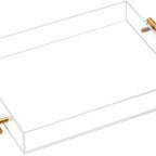 Thumbnail image #1 for Kadra Kitchenware Vikko Serving VS-20-14G Serving Tray, 14 x 20 x 2 in, Clear Acrylic, Gold Handle Case of 6