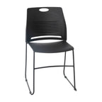 Thumbnail image #1 for Flash Furniture Hercules RUT-NC499A-BK-GG Commercial Grade Black Plastic Stack Chair with Black Powder-Coated Sled Base and Integrated Carrying Handle