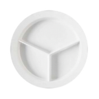 Thumbnail image #1 for G.E.T. GET P-1530-W 3-Compartment Polycarbonate Plate, 9 in, White 1 Dozen
