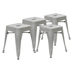 Thumbnail image #1 for Flash Furniture ET-BT3503-18-SIL-GG 18"H Backless Square Metal Stool, Silver, Stackable