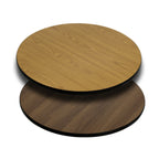 Thumbnail image #1 for Flash Furniture XU-RD-36-WNT-GG Round Reversible Table Top, 36" Diameter, Natural/Walnut Laminate, Black T-Mold Edge