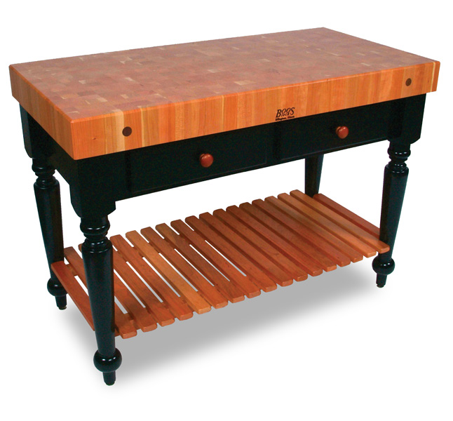 Product image #5 for Rouge et Noir Le Rustica 48-Inch x 24-Inch End-Grain Cherry Work Table with 2 Drawers and Slatted Undershelf