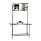 Thumbnail image #1 for Tarrison Products Ltd. TF-DT72-KIT Demo Table, 72"W x 30"D x 94"H, Overhead Mirror, Stainless Steel Top, Galvanized Undershelf & Legs