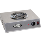 Thumbnail image #1 for Cadco CSR-1T Portable Countertop Electric Hot Plate, 1 Flat Spiral Element, Infinite Controls, Stainless Steel, 14" W x 12.25" D