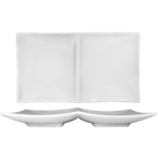 Thumbnail image #1 for International Tableware Paragon PA-210 2-Compartment Rectangular Porcelain Plate, 9-3/4" x 5-7/8" 1 Dozen