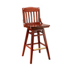 Thumbnail image #1 for G & A Commercial Seating Schoolhouse 9511SS Swivel Barstool, Slat Back, Solid Wood Saddle Seat, Footrest, Beechwood Frame