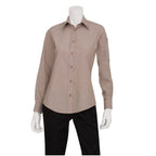 Thumbnail image #1 for Chef Works Chambray SLWCH002-ECR-XL Women's Dress Shirt, Roll-Up Long Sleeves, Ecru, XL