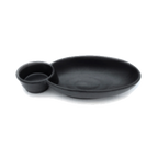Thumbnail image #1 for G.E.T. Ore - EGS JWC1408-B . . 2-Compartment Melamine Chip & Dip Bowl, Black, 10" Case of 6
