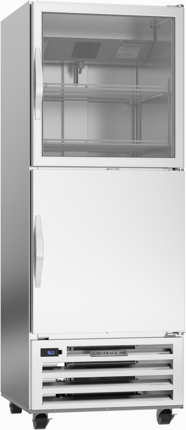 Product image #7 for Beverage-Air RI18HC-HGS One-Section Reach-In Refrigerator with Glass/Solid Half Doors, 16.85 Cu. Ft., Bottom-Mounted Self-Contained Refrigeration