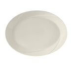Thumbnail image #1 for Tuxton China San Marino ASU-023 Ceramic Oval Platter, 13" x 10-1/8", Wide Rim, Embossed Pattern, Pearl White 1 Dozen