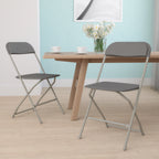 Thumbnail image #2 for Flash Furniture Hercules LE-L-3-GREY-GG Gray Plastic Folding Chair with Contoured Seat and Back, Steel Frame