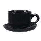 Thumbnail image #1 for International Tableware Cancun 822-05 14 oz Ceramic Latte Cup, Black, with Handle Case of 2 Dozen