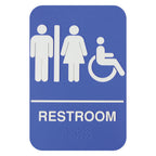 Thumbnail image #1 for Thunder Group PLIS6960BL Restroom/Accessible Information Sign, Braille, Self-Adhesive, Blue with White Lettering, 6" x 9" Case of 72