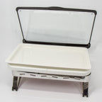 Thumbnail image #1 for Eastern Tabletop EB15673 8 qt Rectangular Waterless Chafing Dish with Stainless Steel GN Base, Glass Lid & Porcelain Dish