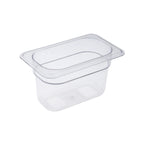 Thumbnail image #1 for CAC China PCFP-N4 Clear Polycarbonate 1/9-Size Food Pan, 4" Deep, Rounded Corners Case of 72