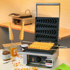 Thumbnail image #1 for Equipex LLC Roller Grill GES23 Commercial Electric Waffle Maker, Single, Cast-Iron Cypress Pattern Plates, Thermostatic Controls
