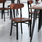 Thumbnail image #2 for Flash Furniture Wright 2-XU-DG6V5B-WAL-GG Stackable Dining Chair, 500 lb Capacity, Wooden Seat and Back, Black Steel Frame, Walnut Finish