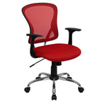 Thumbnail image #1 for Flash Furniture H-8369F-RED-GG Red Swivel Task Chair, Adjustable Height, Mesh Back, Upholstered Seat, Nylon Arms and Casters