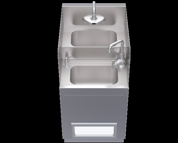Product image #6 for Krowne Royal Series 18-Inch x 24-Inch Freestanding Stainless Steel Underbar Hybrid Hand/Dump Sink