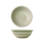 Thumbnail image #1 for International Tableware Verona VE-18 Ceramic Oatmeal/Nappie Bowl, 16 oz, 5-7/8" Round, White with Green Band Case of 3 Dozen