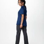 Thumbnail image #2 for Chef Works CBZ04W-OCB-XS Women's Chef Coat, Raglan Short Sleeve, Center Zipper, Ocean Blue, XS