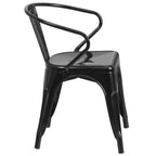 Thumbnail image #2 for Flash Furniture CH-31270-BK-GG Commercial Outdoor Metal Armchair, Black, Curved Vertical-Slat Back, Drain-Hole Seat