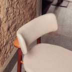 Thumbnail image #2 for Tramontina USA, Inc. 14325-131 Beige Upholstered Bar Stool, Brazilian Oak Wood Legs, Faux Leather Seat, Plain Back, Armless