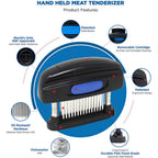 Thumbnail image #2 for Jaccard Corporation Meat Maximizer™ 200345NS Manual Meat Tenderizer, 45-Blade Removable Cartridge, Stainless Steel Columns Case of 24