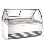 Thumbnail image #1 for USR Brands Marchia GIC-13 Gelato Dipping Cabinet Display Freezer, 13 × 5 L Stainless Steel Pans, Curved Glass, Self-Contained Refrigeration
