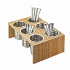 Thumbnail image #1 for Cal-Mil Bamboo 1425-6-60 6-Cutout Utensil/Condiment Cylinder Stand, 16"W x 11"D x 6"H