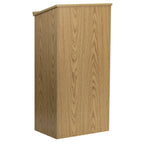 Thumbnail image #1 for Flash Furniture MT-M8830-LECT-OAK-GG Stand-Up Lectern with Slanted Writing Surface, Concealed Storage, Oak Laminate Finish