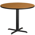 Thumbnail image #1 for Flash Furniture XU-RD-42-NATTB-T3333-GG Round Dining Table, 42" Diameter, 31"H, MDF/Melamine Top, Natural Laminate, Black X-Base