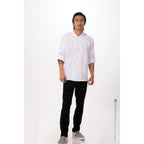Thumbnail image #1 for Chef Works Bowden CBC01-WHT-XS White Poly/Cotton Double-Breasted Chef Coat, Long Sleeve, XSmall