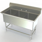 Thumbnail image #1 for AERO Manufacturing Aerospec 2F3-2416 3-Compartment Stainless Steel Sink, 53-1/2"W x 30"D, 16" x 24" Compartments, 14" Deep