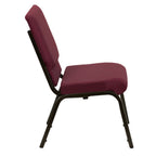 Thumbnail image #2 for Flash Furniture Hercules XU-CH-60096-BYXY56-GG Stacking Church Chair, Burgundy Patterned Polyester Upholstery, Gold Vein Frame