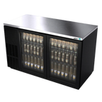 Thumbnail image #1 for Asber ABBC 58G Two-Section Back Bar Cooler, 59-1/2"W, 28-5/8"D, 2 Glass Doors, Stainless Steel Top, Black Exterior