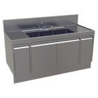 Thumbnail image #1 for Glastender, Inc. Elevation E-TS-60 Three-Compartment Underbar Sink Unit with Left/Right Drainboards, Stainless Steel, 60"W x 24"D