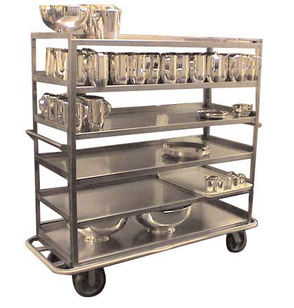 Product image #5 for Carter-Hoffmann T610 Stainless Steel 6-Shelf Open-Design Queen Mary China & Silver Transporter Cart