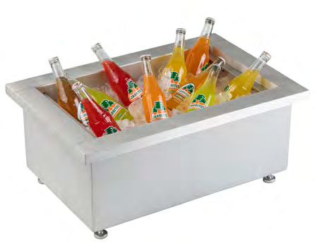 Product image #4 for TableCraft Portable Insulated Single Ice Well Without Lid, Fits 1 Full-Size Template, Brushed Aluminum, Clear