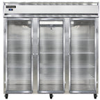 Thumbnail image #1 for Continental Refrigerator 3RNSSGD Three-Section Reach-In Display Refrigerator, Narrow Hinged Glass Doors, Stainless Steel Interior & Exterior