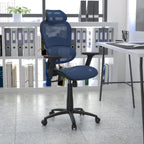 Thumbnail image #2 for Flash Furniture H-LC-1388F-1K-BL-GG Adjustable High-Back Mesh Office Chair with Headrest, Arms, Casters, Blue