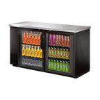 Thumbnail image #1 for Norpole, Inc. NPGB-60 Two-Section Underbar Refrigerator, 2 Glass Doors, Stainless Steel Top, Black Exterior