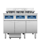 Thumbnail image #1 for Atosa AEFF-50-3T Triple-Vat Electric Fryer, 2 Full Vats and 1 Split Vat, 2×50 + 2×25 lb, Built-In Filtration