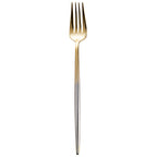 Thumbnail image #1 for Kadra Kitchenware Vikko Dine VF-DF15-VSG Dinner Fork, Two-Tone Silver & Gold, Mirror Finish, 18/10 Stainless Steel Case of 144