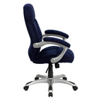 Thumbnail image #2 for Flash Furniture GO-725-NVY-GG Executive High-Back Swivel Office Chair, Navy Microfiber, Padded Arms, Casters